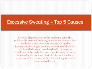 Excessive Sweating – Top 5 Causes