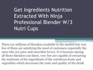 Get Ingredients Nutrition Extracted With Ninja Professional