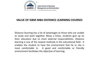 Value of ISBM MBA Distance Learning Courses