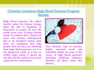 Christian Goodman High Blood Pressure Program Review