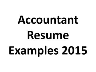 Accountant Resume Examples 2015