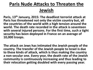 Kislay Pandey-Paris Nude Attacks to Threaten the Jewish