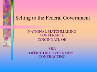 Selling to the Federal Government