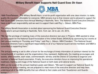 Military Benefit Assn Supports Natl