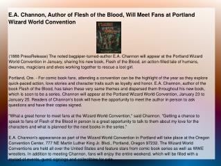 E.A. Channon, Author of Flesh of the Blood