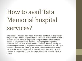 How to avail Tata Memorial hospital services