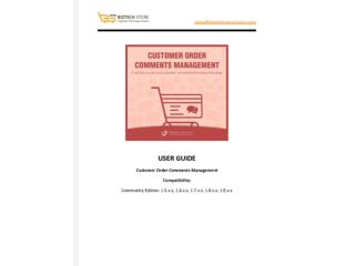 Customer Order Comments Management - USER GUIDE