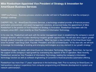 Mike Rowbotham Appointed Vice President of Strategy