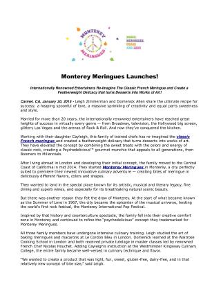 Monterey Meringues Launches!