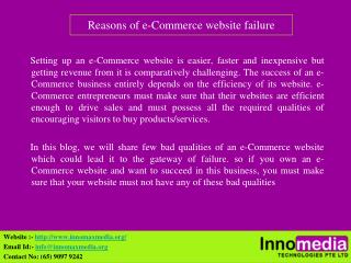 Reasons of e-Commerce website failure