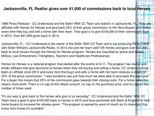 Jacksonville, FL Realtor gives over 41,000 of commissions