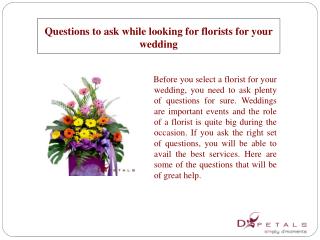 Questions to ask while looking for florists for your wedding