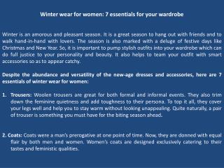 Winter wear for women: 7 essentials for your wardrobe