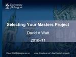 Selecting Your Masters Project