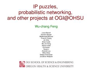 IP puzzles, probabilistic networking, and other projects at OGI@OHSU
