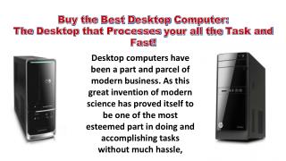Buy the Best Desktop Computer