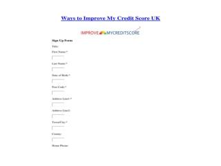 Ways to Improve My Credit Score UK