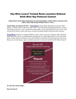 Hey Wine Lovers! Twisted Roots Launches National Drink Wine