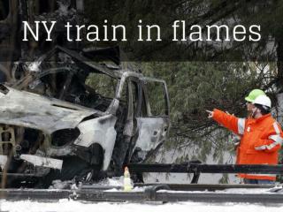 NY train in flames