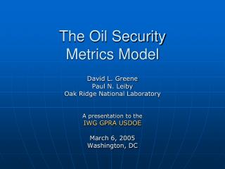 The Oil Security Metrics Model