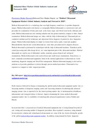 Global Medical Ultrasound Equipment Market Analysis to 2020