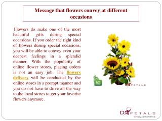 Message that flowers convey at different occasions