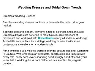 Wedding Dresses and Bridal Gown Trends
