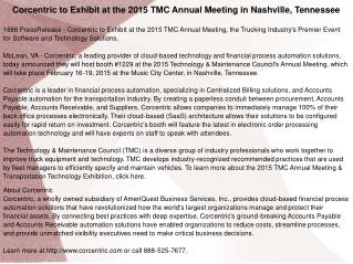 Corcentric to Exhibit at the 2015 TMC Annual Meeting