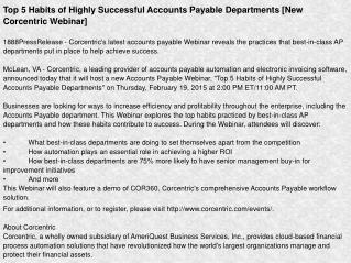 Top 5 Habits of Highly Successful Accounts Payable