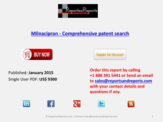 Worldwide Milnacipran Market- Comprehensive Patent search