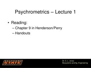 Psychrometrics – Lecture 1