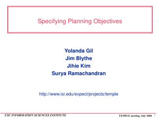 Specifying Planning Objectives