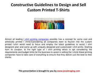 Constructive Guidelines to Design and Sell Custom Printed T-Shirts