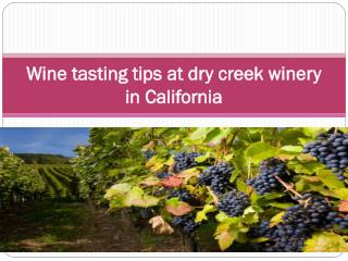 Wine tasting tips at dry creek winery in California