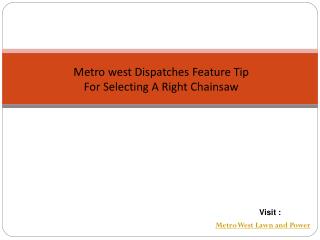Metrowest Dispatches Feature Tip For Selecting A Chainsaw