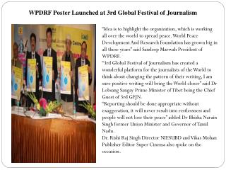 WPDRF Poster Launched at 3rd Global Festival of Journalism