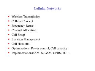 Cellular Networks