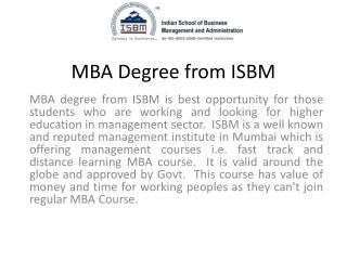 MBA degree from ISBM