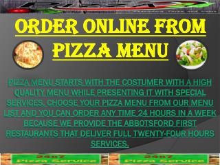 Order Online From Pizza Menu