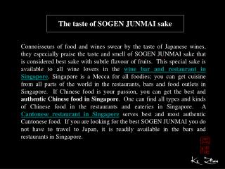 The taste of SOGEN JUNMAI sake