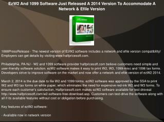 EzW2 And 1099 Software Just Released A 2014 Version