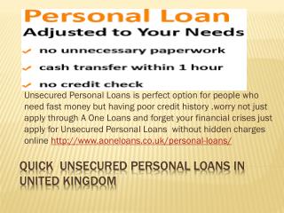 Quick Unsecured Personal Loans in United Kingdom