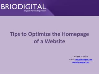 Tips to Optimize the Homepage of a Website