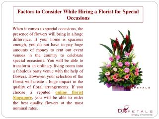 Factors to Consider While Hiring a Florist for Special Occas