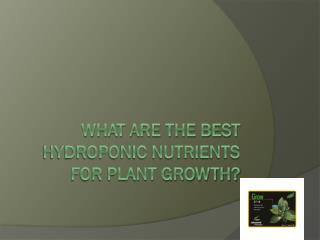 What Are The Best Hydroponic Nutrients For Plant Growth?