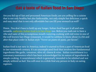 Get a taste of Italian food in San Diego