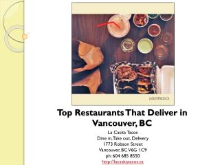 Top Restaurants That Deliver in Vancouver British Columbia