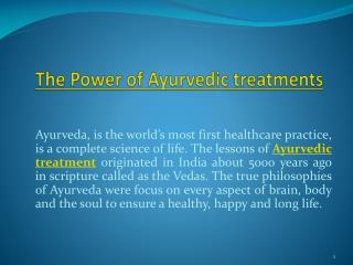 The Power of Ayurvedic treatments