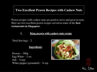 Two Excellent Prawn Recipes with Cashew Nuts