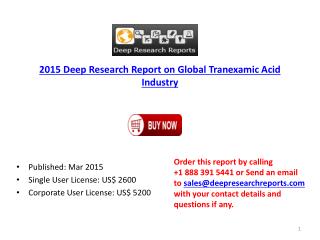 Global Tranexamic Acid Industry Forecast on Production, Pric